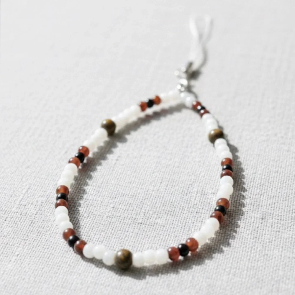 Tiger’s Eye Handmade Beaded Elastic Phone Charm Wristlet Functional